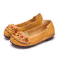 Vintage Flower Moccasins Woman Genuine Leather Ballet Flats Ladies Hollow Slip Ons Women's Luxury Loafer Purple Walking Shoes 42