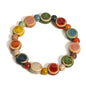Handmade Colorful Starfish & Seashell Ceramic Beaded Bracelet Boho Beach Jewelry Elastic Wristband for Women & Teens S001186