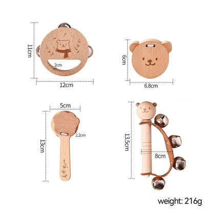 Children's Montessori Toys Baby Sensory Sound Stimulation Toy Baby's Musical Instrument Wooden Cartoon Animal Xylophone Toy Gift