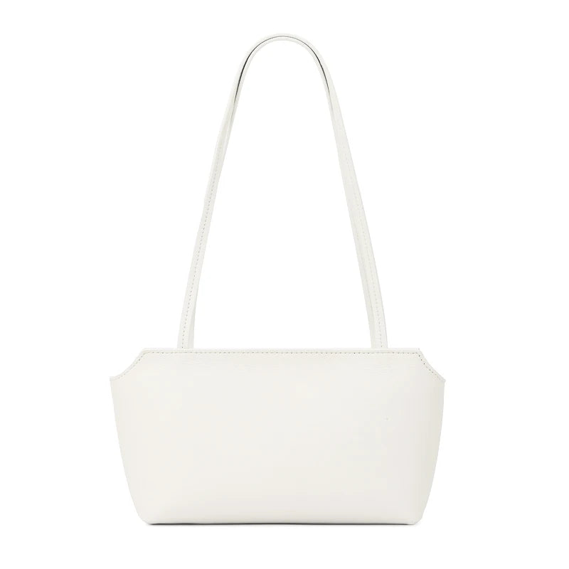 Luxury Women's Genuine Cowhide Leather Mini Shoulder Tote Bag Pebbled Leather Long Strap Underarm Handbag Minimalist Daily Purse
