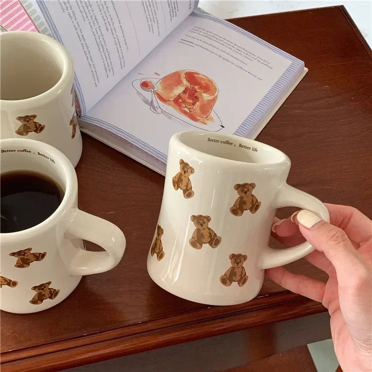 Ceramic Coffee Mug Cartoon Bear Chocolate Bear Mugs Girl Retro Coffee Cup Afternoon Tea Cute Ceramic Mugs Cute Coffee Mug Cup