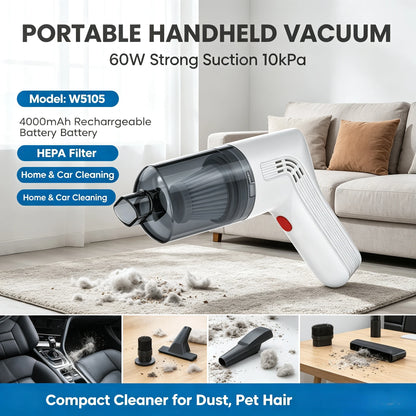 Wireless Handheld Mini Car Vacuum Cleaner USB Charging Battery Wet & Dry Dual Use Portable Cleaner For Car Household