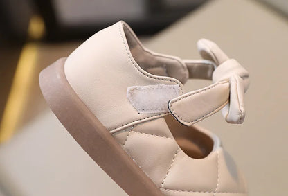 Children Leather Shoes for Girls Soft Spring Autumn New Baby Shallow Bow Solid Color Japanese Style Kids Versatile Casual Shoes