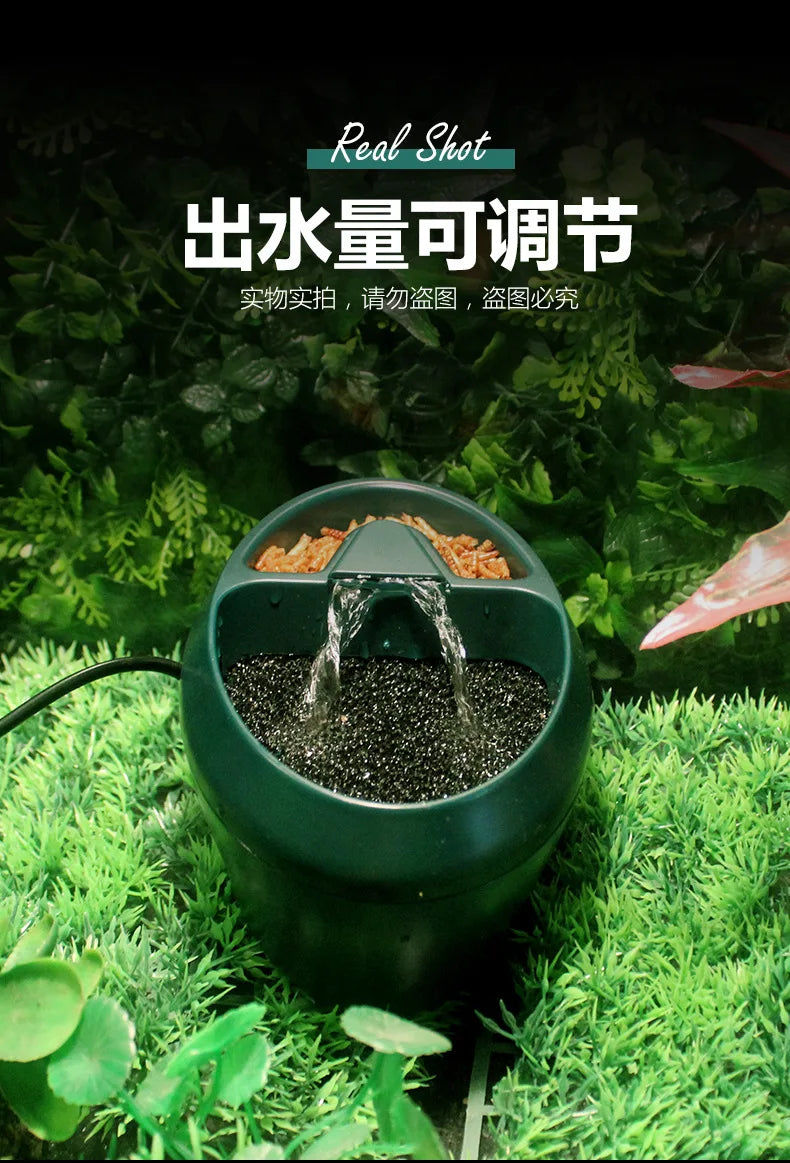 Reptile Water Dispenser Fountain Waterbowl with Food Storage Container Terrariums Accessories Feeding Supplies for Pet Chameleon