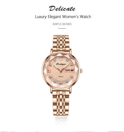 POEDAGAR Watch Women New Fashion Luxury Stainless Steel Wristwatch Bracelet Simple Rose Gold Waterproof Luminous Ladies Watches