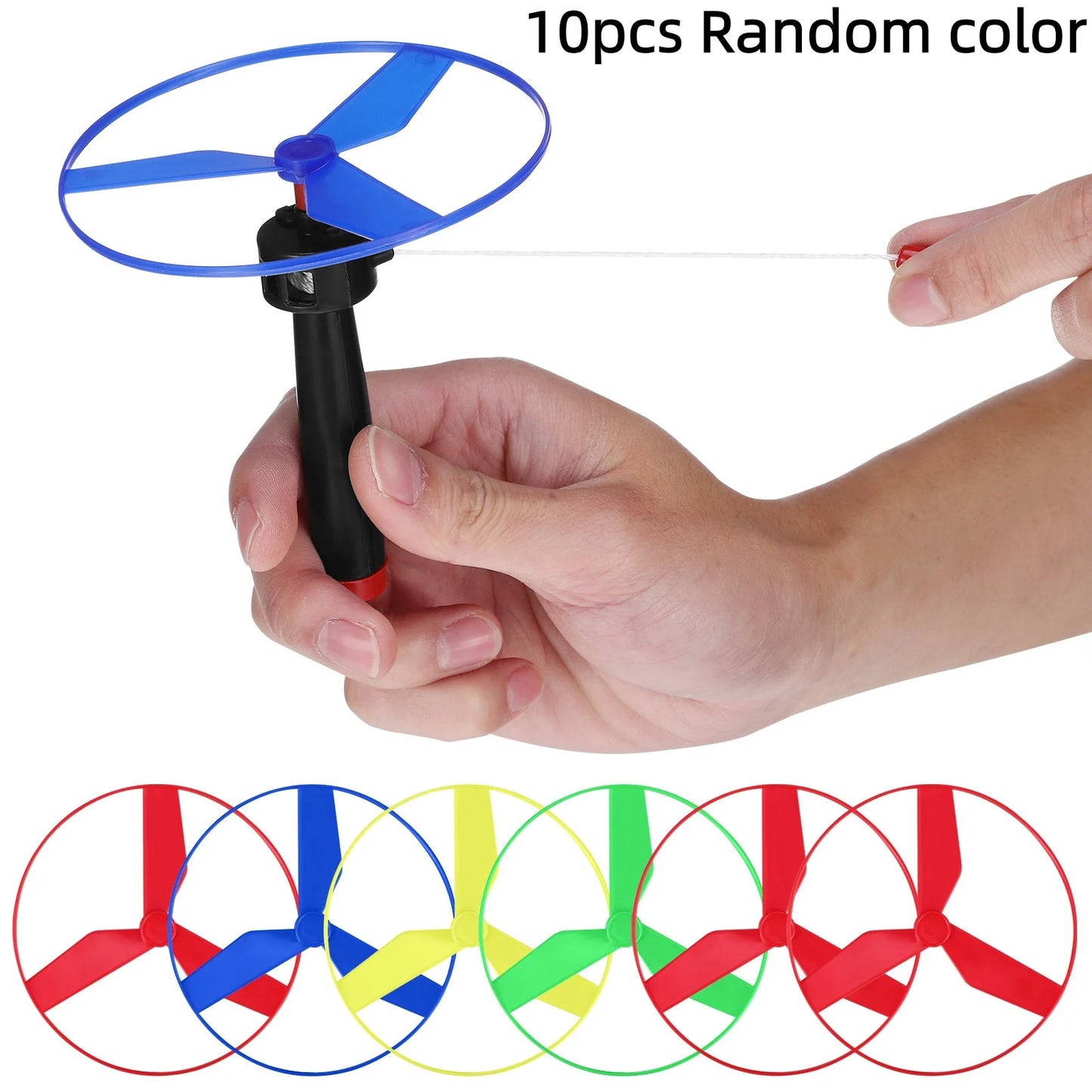 10pc Kids Outdoors Pull String Flying Disc Propeller Helicopter Toys Fun Game Sports Flying Spin Top Toys Children's Prizes