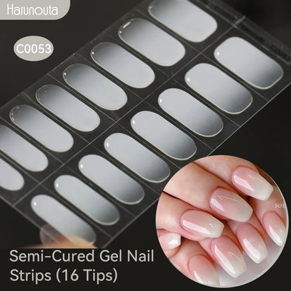 Gradient Auroras Semi Cured Gel Nail Strips Sparkly Shinning DIY Gel Polish Stickers for Nails Works with UV/LED Nail Lamps