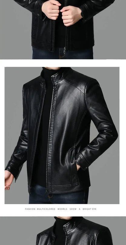 Men Leather Suit Jacket Men Slim Fit blazer Coat Men Fashion Leather jacket Streetwear Casual Blazer Jackets Male Outerwear mens