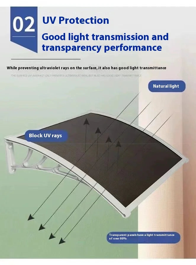 Window Awning Door Canopy 60x60 80x80 60x100 Window Awning Overhead Modern Polycarbonate Cover Outdoor Front Porch Patio Canopy