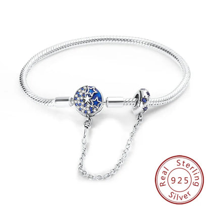 Original 925 Sterling Silver Bracelets 17-20CM Love Heart Flowers Butterfly Charms Beads Bracelet For Women Fashion Jewelry Gift