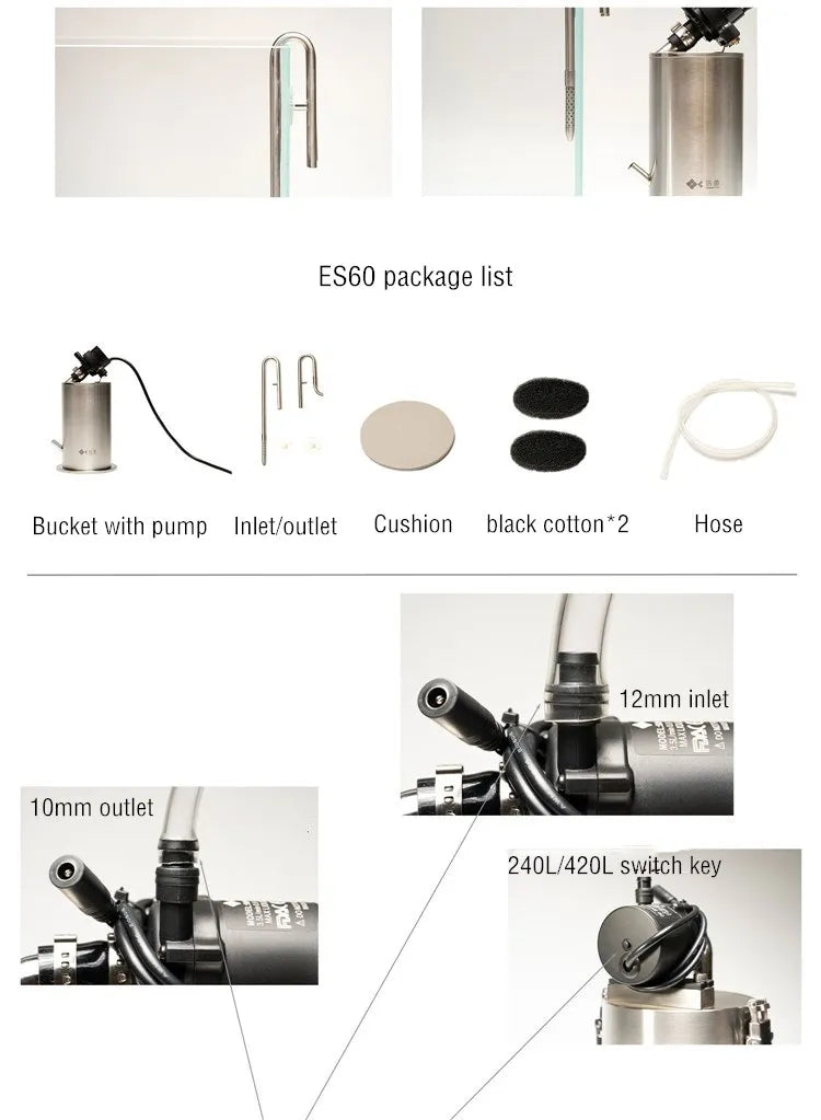 Aquarium Stainless Steel External Pro Canister Filters with Pump ADA Style Fish Tank Filter Bucket Barrel фильтр для аквариумов