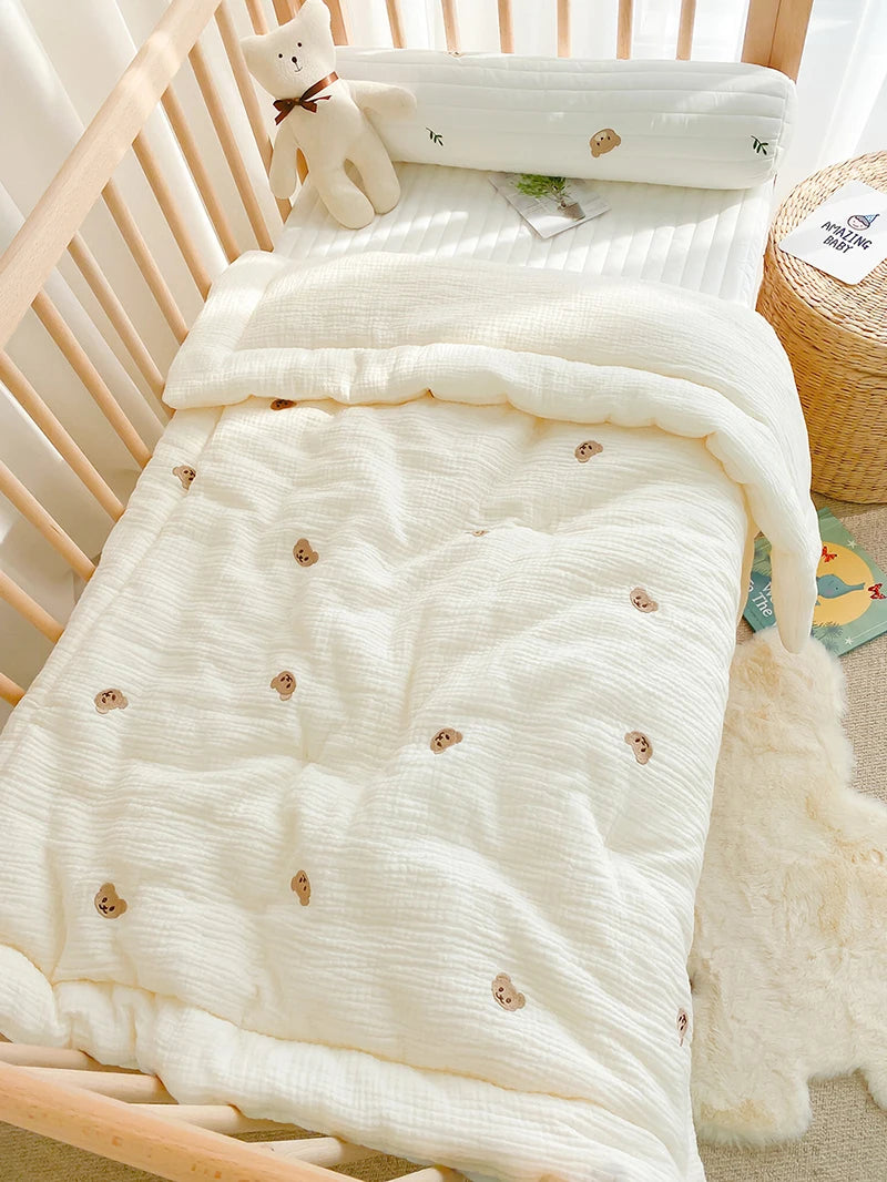 Baby Quilt Cartoon Bear Bunny Newborn Nap Quilts Soft Cotton Infant Blanket Spring Fall Winter Swaddle Wrapped Bedding 100*120CM