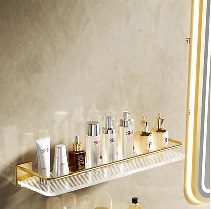 Punch-free Luxury Bathroom Shelf Shelves Wall Mounted Shampoo Cosmetic Storage Rack For Kitchen Holder Square Acrylic Organizer