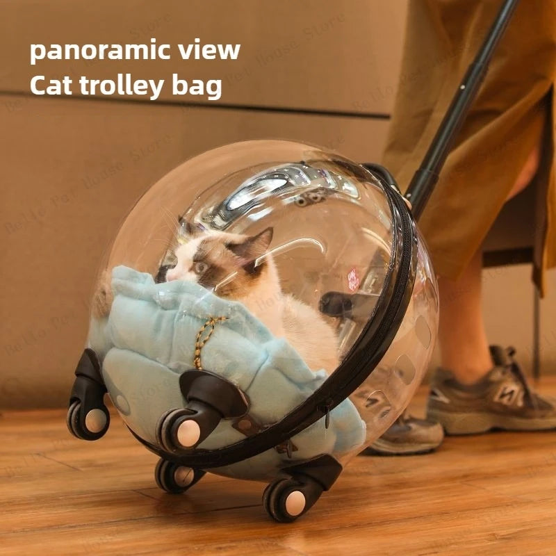 Portable Cat Bag for Going Out Large Capacity Transparent Breathable Pet Trolley Case Cat Travel Bag Pet Supplies Cat nest