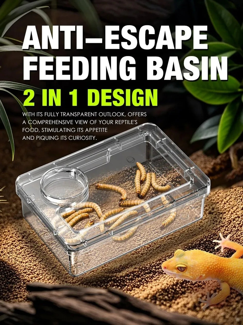 Reptile Lizards Geckos Feeding Bowls Anti Overturning Transparent Water Bowls Anti Escape