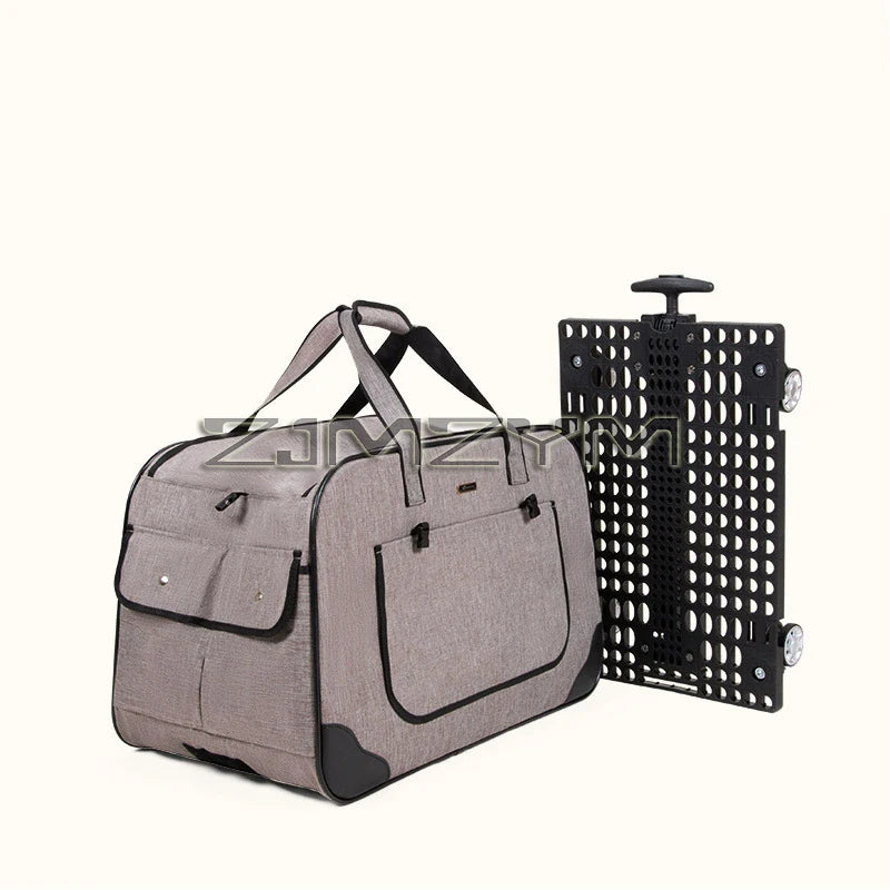 Foldable Pet Trolley, Detachable Windproof Cat Bag, Breathable Cat Carriers, Portable Pet Trolley Case
