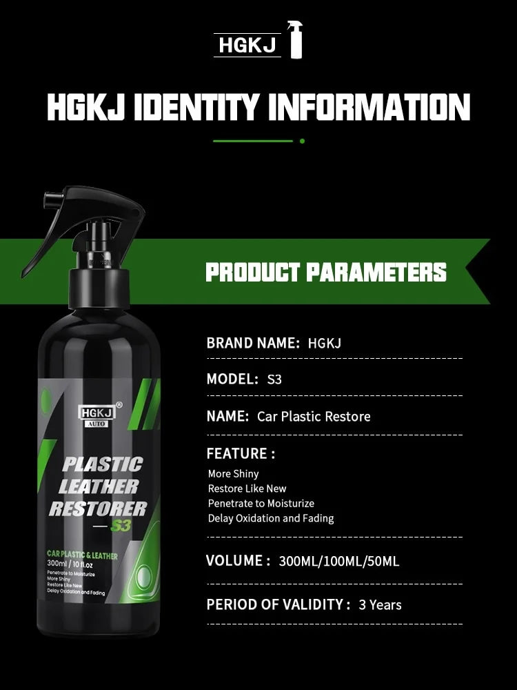 300ML Car Interior Plastic Restorer Liquid Leather Seat Spray Restoration Coat Wax Car Care Product Plastics Renovator HGKJ S3