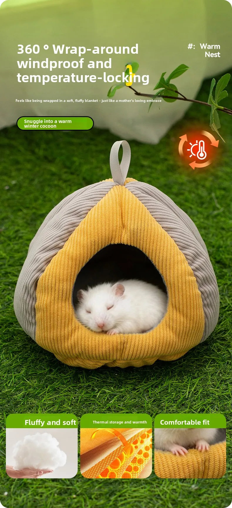 Small Pet Winter Warm Nest Rabbit Fleece Hamster House Gerbil Hideout Plush Mouse Sleeping Cave for Hamsters Mice
