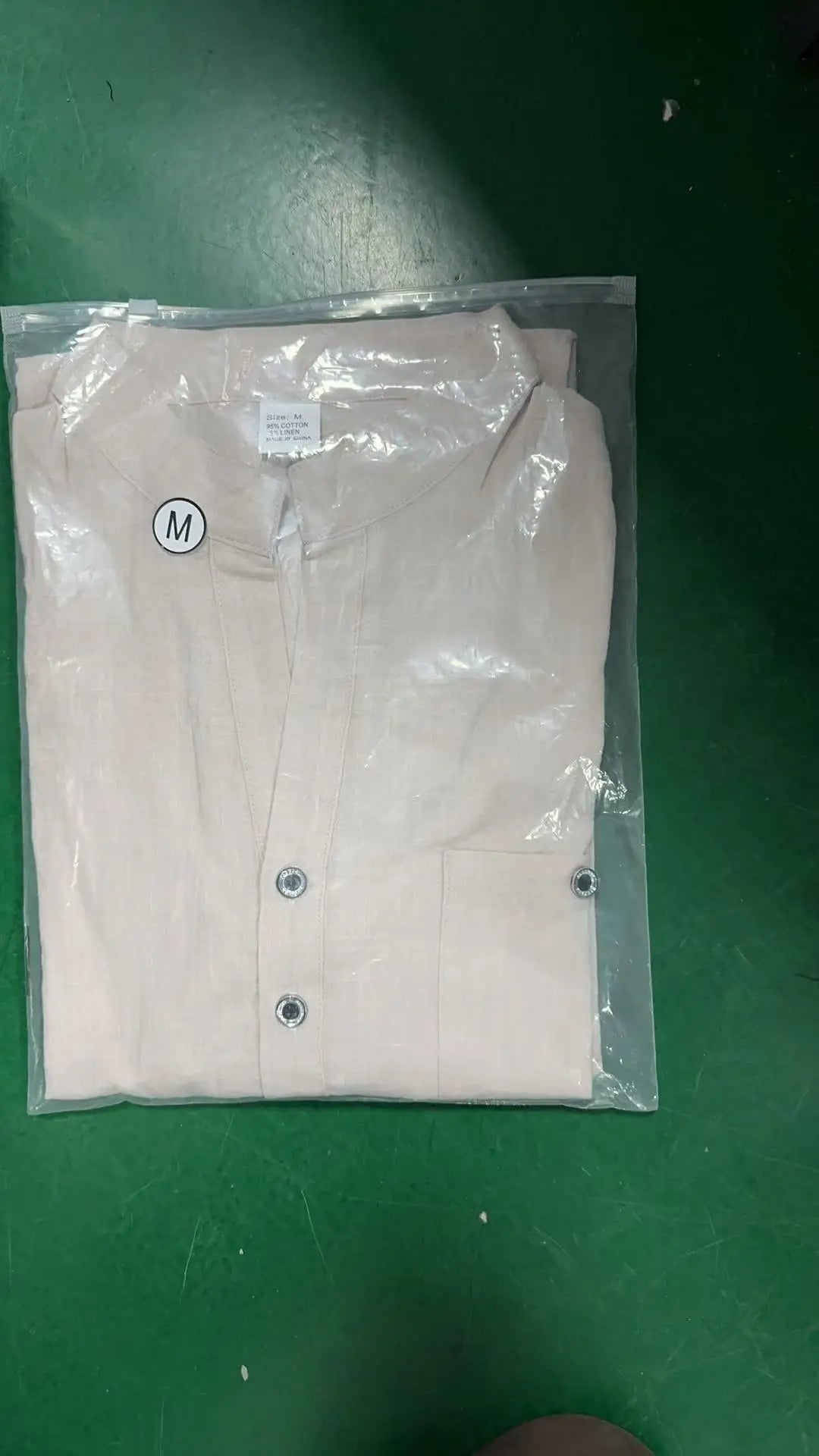 Summer Men's Cotton and Linen Shirt Casual Short Sleeved Stand Up Collar Top Breathable Loose Men's Fashionable Streetwear