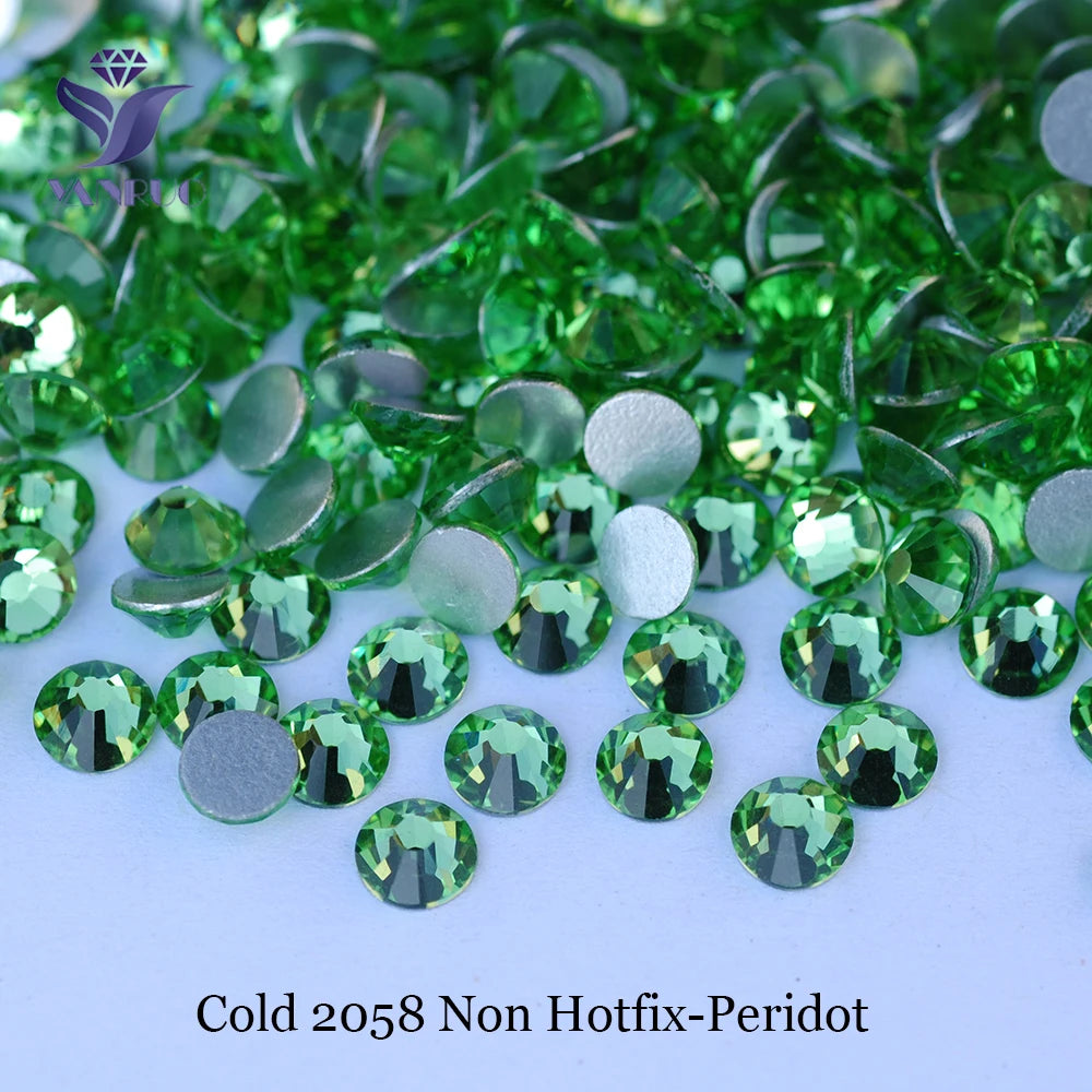 YANRUO 2058NoHF All Color SS16-SS30 Non Hot Fix Sewing Rhinestones Glass Crystal 3D Nail Art Rhinestones For Dress Clothes