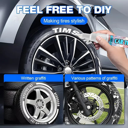 Ifubo White Car Touch Up Paint Pen, Quick Scratch Repair Tool For Auto Surface, Waterproof DIY Tire Marker Pen