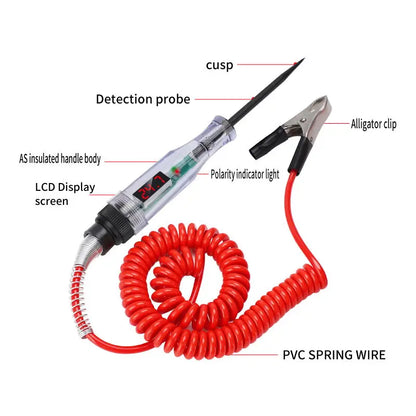 6V 12V 24V DC Car Truck Voltage Circuit Tester Digital Display Long Probe Pen Light Bulb Automobile Diagnostic Tools Auto Repair