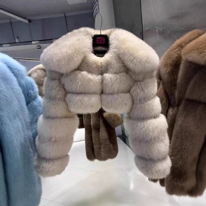 Short Coat Women Faux Fur Fox Coats Jackets Turn Down Collar Coat Thick Y2k Streetwear Jacket Work Outerwear Autumn Winter 2025