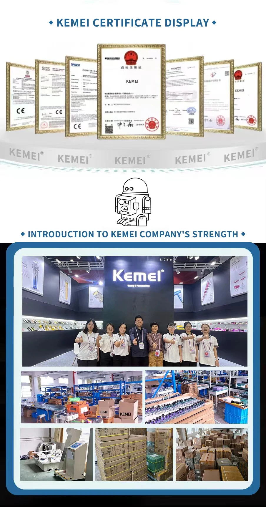 Kemei KM-1102 Rechargeable Cordless Shaver for Men Twin Blade Reciprocating Beard Razor Face Care Multifunction Strong Trimmer