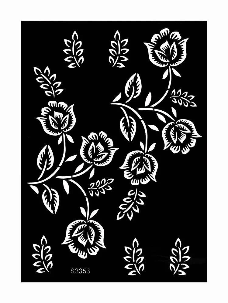 Flower Tattoo Stencil Reusable Henna Template for Hand and Body Henna Tattoo Design for Wedding Festival Party Tattoo Tools
