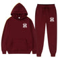 Men's running and fitness fashion casual sportswear set for autumn and winter, hooded sweatshirt + jogging pants two-piece set