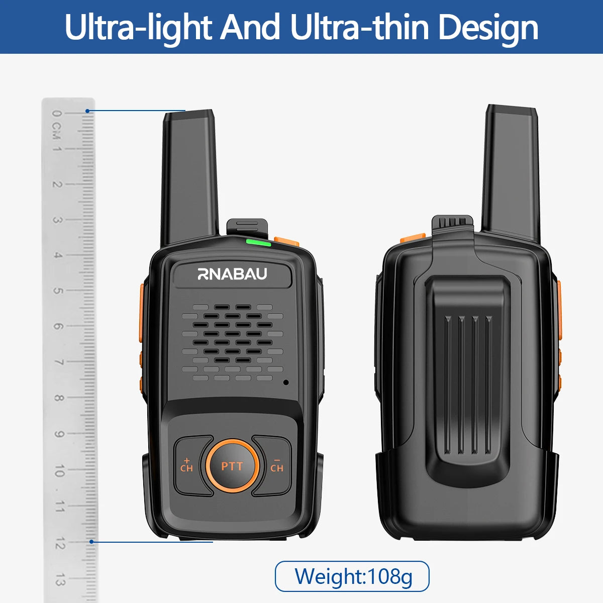 Mini Walkie Talkie RNABAU 16 Channels Professional MT-N1 UHF 400-470MHZ Match Baofeng Two Way Radio