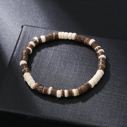 Coconut Wood Beaded Bracelet Eiastic Turquoise Stone Bead Bracelets for Men and Women Handmade Stacking Wooden Stretch Bracelets