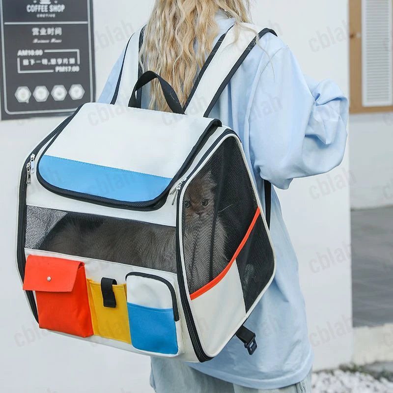 2-in-1 Rolling Pet Carrier Backpack with Wheels, Large Foldable Travel Bag for Dogs and Cats, Ventilated Backpack Carrier