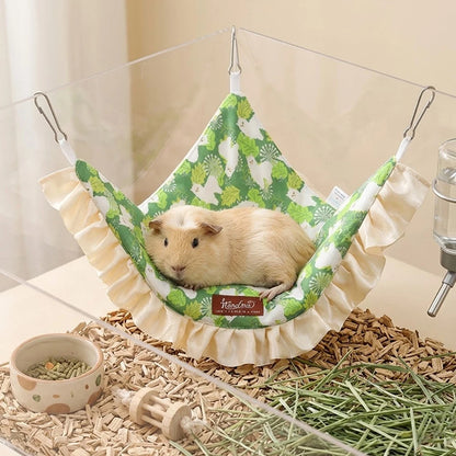 1 PC Triangle Small Pet Hammock Guinea Pig Bed Hanging Corner Hideout for Pet Hamster Bird Squirrel Breathable Lace Nest Supply