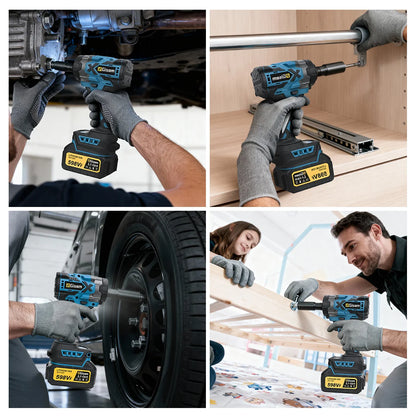 Gisam 900N.M Brushless Electric Impact Wrench 1/2" Cordless High Torque Wrench Drill Screwdrivers Tools For Makita Battery Pin