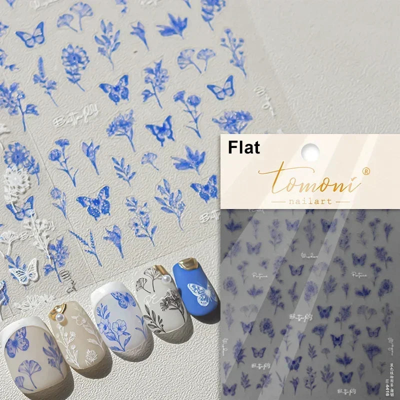 1pcs 5D Japanese Black Butterfly Nail Art Stickers Glitter Shiny Kawaii Self Adhesive Manicure Decorations Tool Decals Accessory