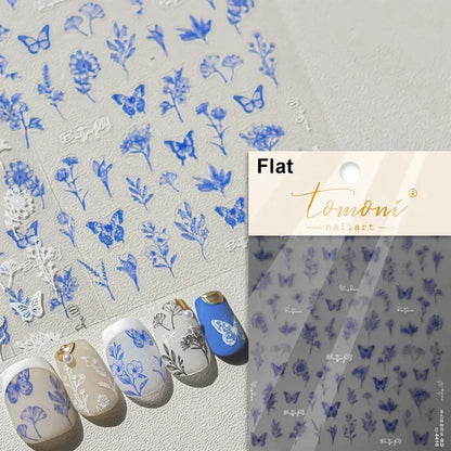 1pcs 5D Japanese Black Butterfly Nail Art Stickers Glitter Shiny Kawaii Self Adhesive Manicure Decorations Tool Decals Accessory