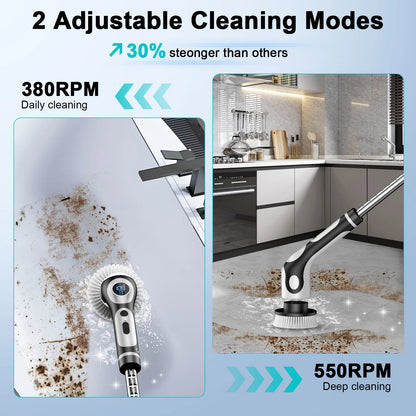 HOMEFISH Multifunctional Electric Cleaning Brush Voice Rechargeable Smart Rotary Cleaning Brush Kitchen Cleaning Brush