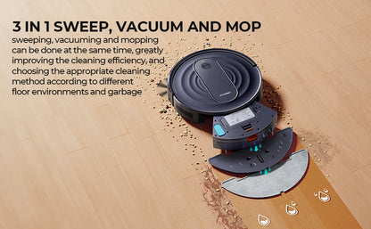 Airzeen R7 Robot Vacuum Mop 3-in-1 Cleaning 4000Pa Suction Smart App/Alexa Control Auto Self-Charging for Pet Hair & Floors