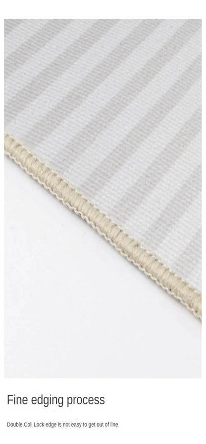 VIKAMA Wabi-Sabi Style Striped Rug Living Room Sofa & Coffee Table Mat Non-Slip & Easy-Care Bedroom & Office Rug Home Decor