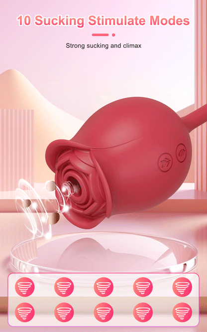 Sexy Adult Female Rose-Sucking Dildo Vibrator Women Nipple Clit Stimulator Vibrating Penetration Vagina Vibrator Erotica Toys