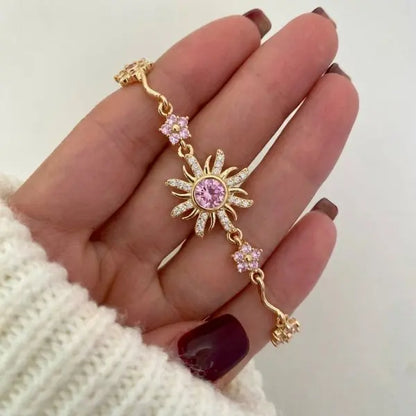 Dainty Flower Geometric Bracelet New High-End Minimalist Zircon Charm Blade Chain Women’s Bracelet Party Jewelry Gift