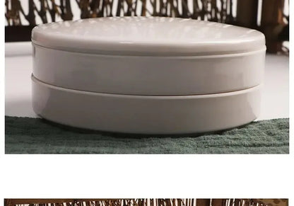 Imitation Porcelain Round Palette with Lid Acrylic Watercolor Painting Multifunctional White Paint Tray Artist Supplies