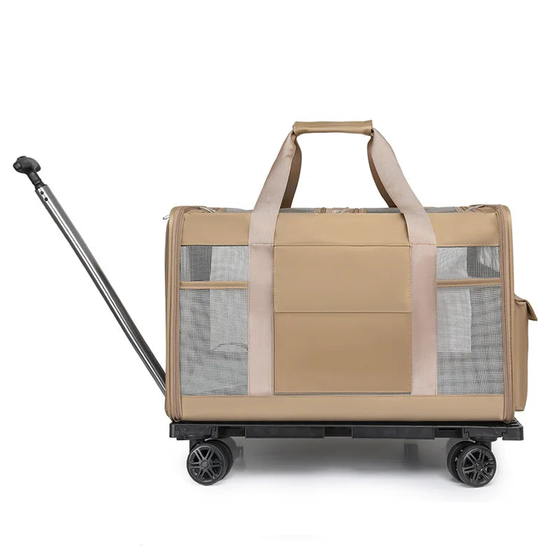 Foldable Lightweight Pet Travel Carrier Bag Breathable with 360° Swivel Wheels for Cats Dogs Portable Outdoor Pet Backpack 2026