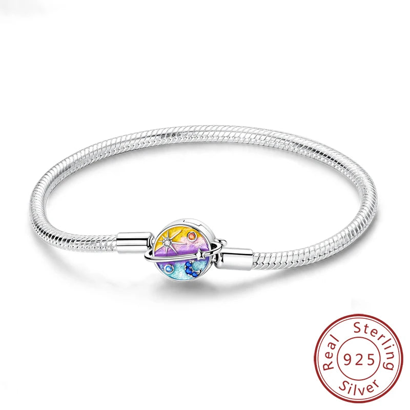Original 925 Sterling Silver Bracelets 17-20CM Love Heart Flowers Butterfly Charms Beads Bracelet For Women Fashion Jewelry Gift