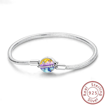 Original 925 Sterling Silver Bracelets 17-20CM Love Heart Flowers Butterfly Charms Beads Bracelet For Women Fashion Jewelry Gift