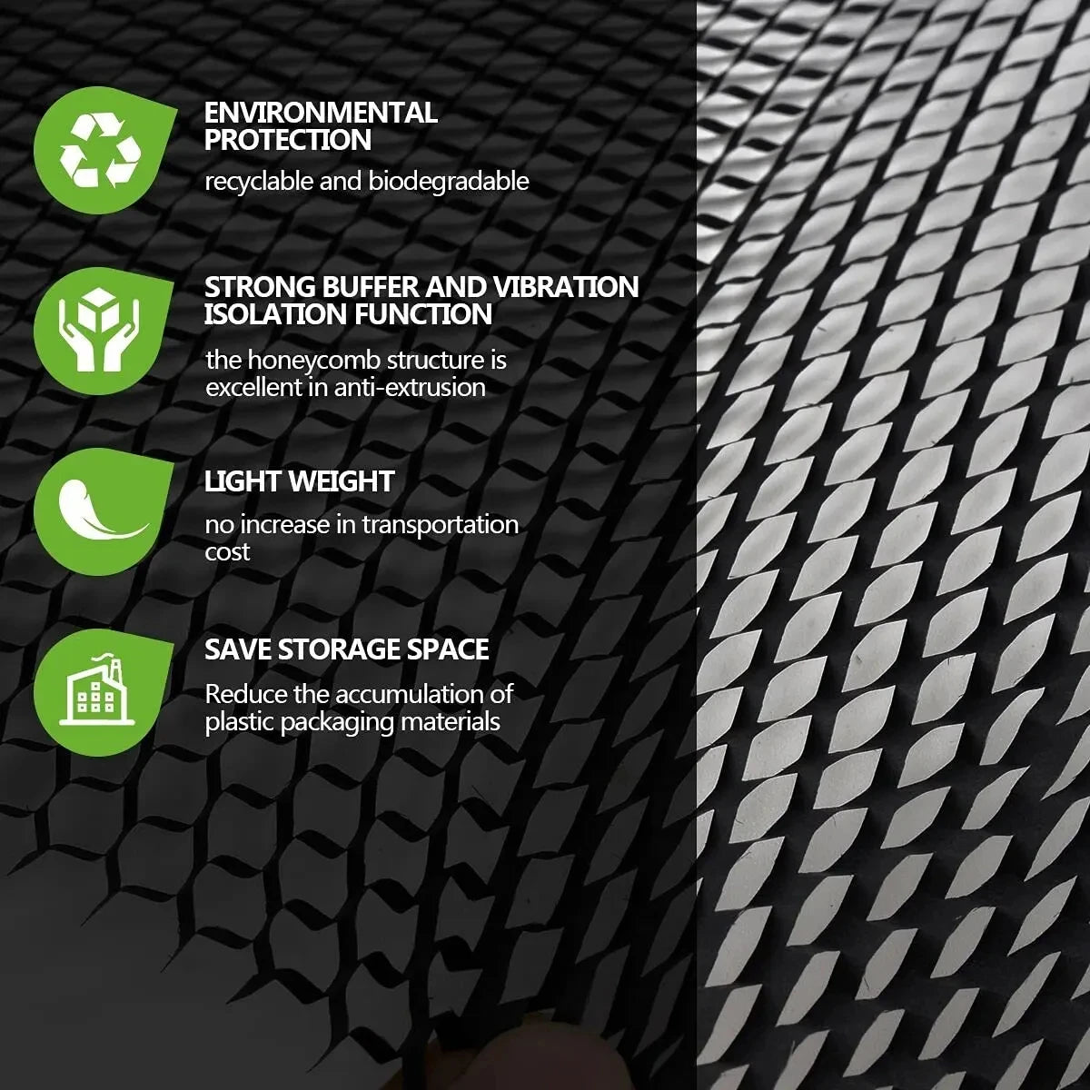 30m Black Honeycomb Paper Roll Natural Kraft Paper Wrapping Paper for Art Crafts Gift Packaging Etc