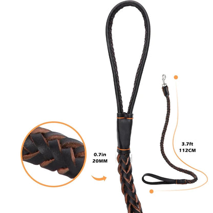 Heavy and Duty Large Dog Leash Genuine Leather Braided Dog Training Leash for Shepherd Medium Large Dogs Pet Supplies