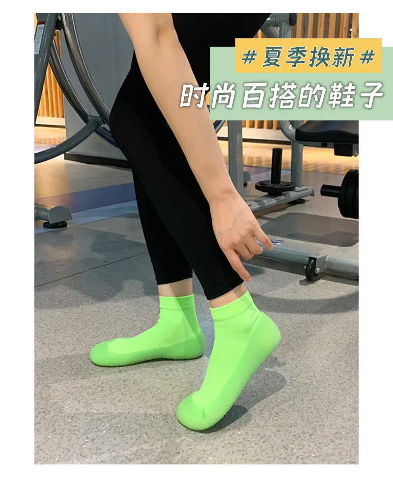 Woman Anti-slip Yoga Fitness Socks Shoes Children Kids Teen Girls Luminous Sport Socks Breathable Cotton Non-slip Jelly Shoes