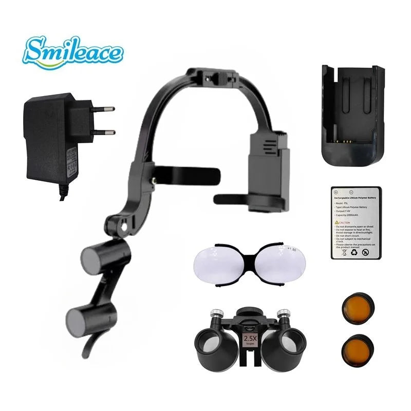 2.5X 3.5X Binocular Dental Loupe Magnification Headlamp with Single Battery Surgical LED Headlight for Dentist Medical Lamp